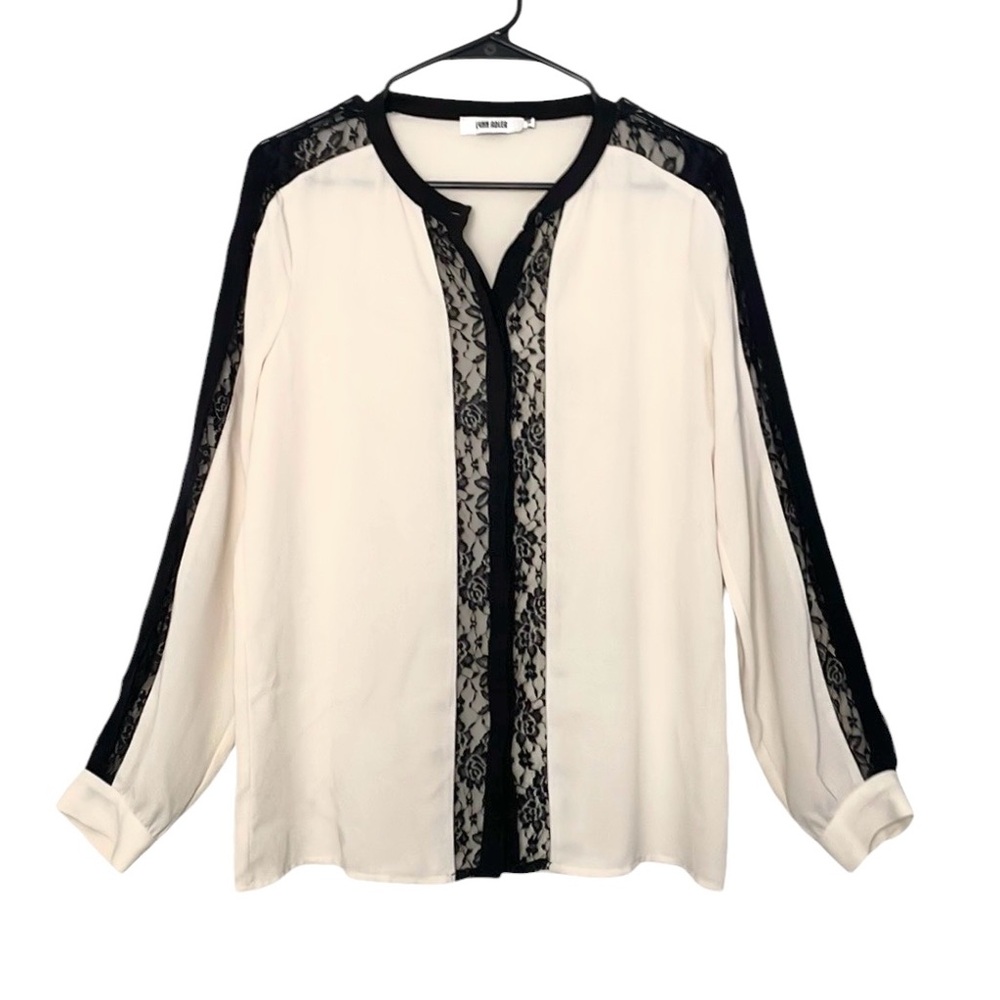 Lynn Adler Ivory Semi-sheer Lace Blouse